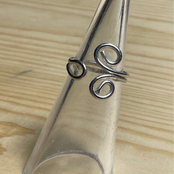 Silver Tone Three Loop Wire Wrap Adjustable Ring - Picture 1 of 3